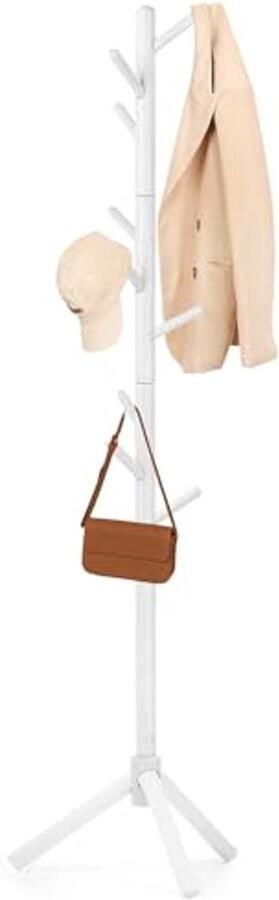 Kledingrek van beukenhout met 9 haken en verstelbare hoogtes voor woonkamer slaapkamer en kantoor