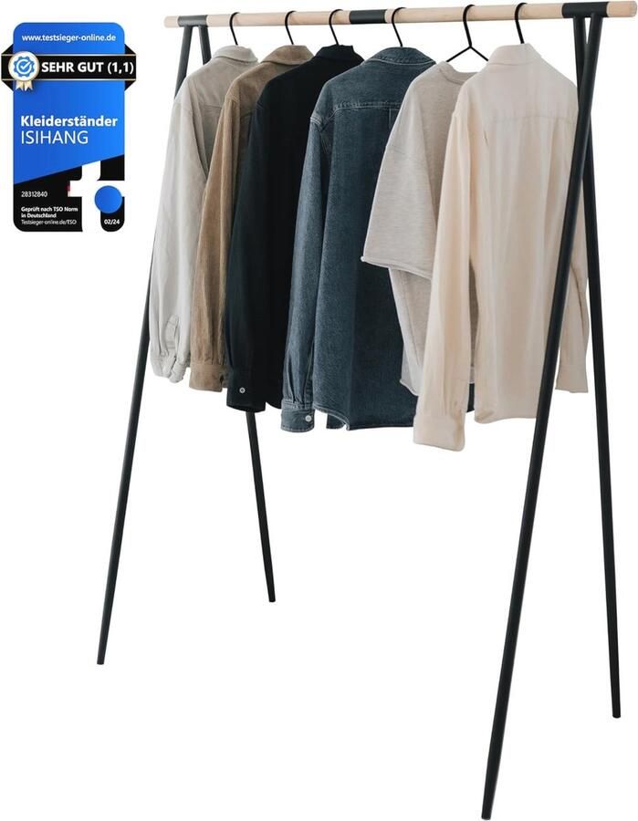 Kledingrek van hout en metaal Stabiele kledingstandaard voor elke ruimte