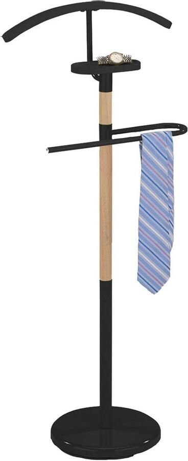 Kledingrek van metaal en hout voor heren zwart gelakt
