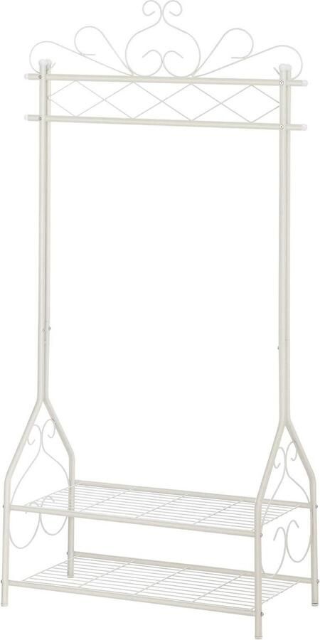 Kledingrek vintage-stijl kapstok 2 planken metaal 92 x 173 x 41 cm crèmewit kledingrek