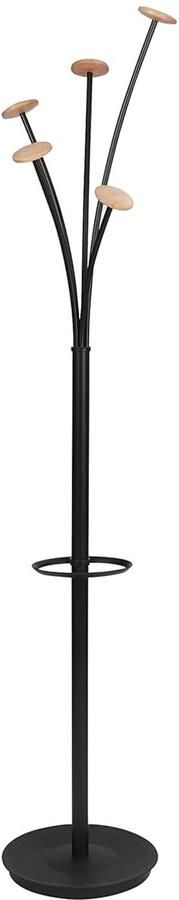 Kledingrek voor 5 zitplaatsen Zwart licht hout 175cm