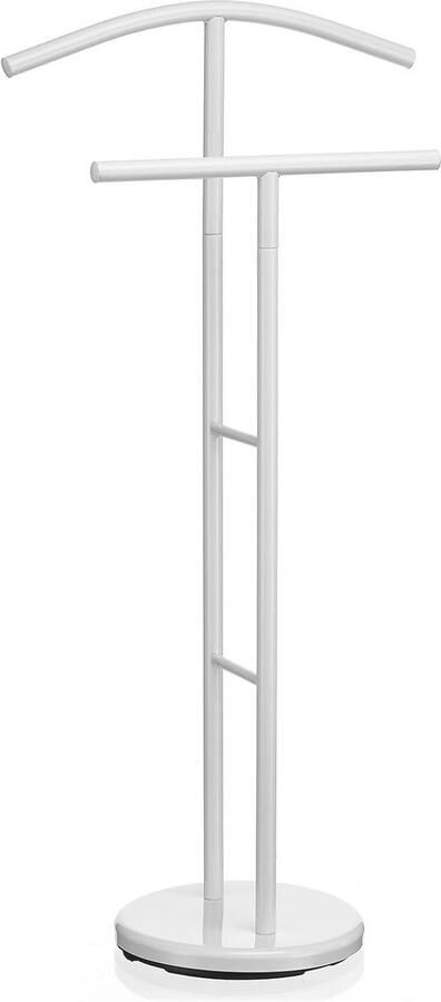 Kledingrek voor heren met broekhanger Stijlvol metalen kledingstandaard in wit