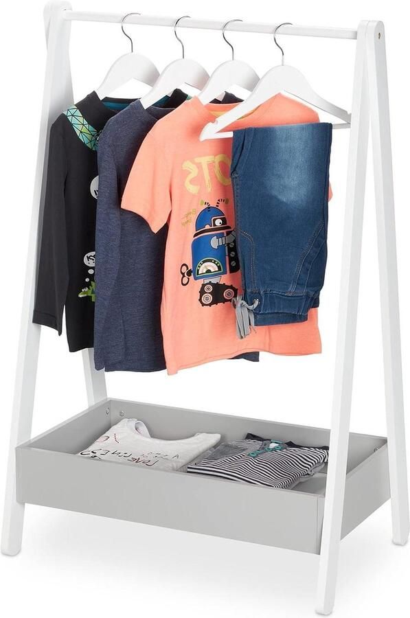 Kledingrek voor kinderen HxBxD 99 x 63 5 x 42 cm kledingroede & vak kinderkamer kinderkapstok wit-grijs