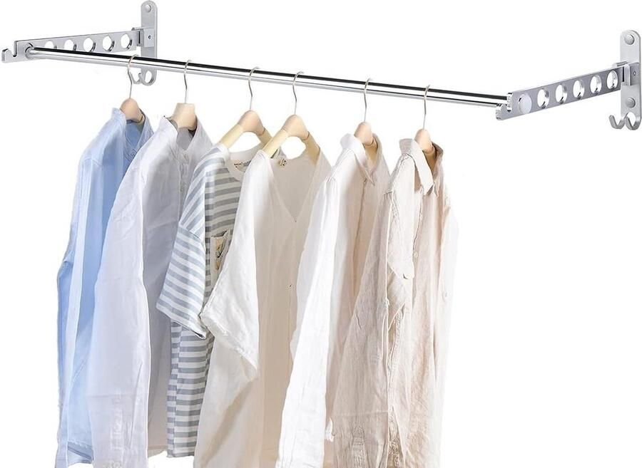 Kledingrek voor slaapkamer Wandkledingrek opvouwbaar met stang voor wasruimte Ventilator kledingrek opvouwbaar met stang voor slaapkamer Kledingrek wandmontage Kapstok voor slaapkamer en wasruimte met stang