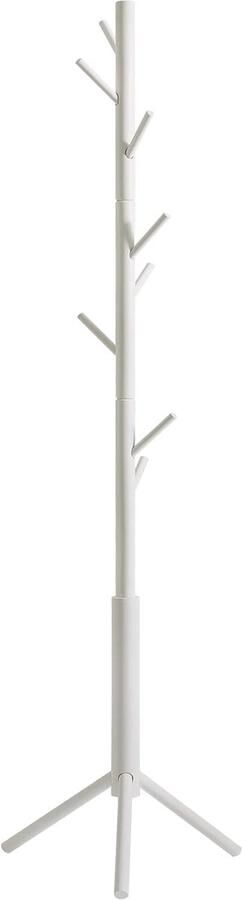 Kledingrek vrijstaand kledingrek rubberhout 8 haken voor kleding tas hoeden woonkamer entree wit