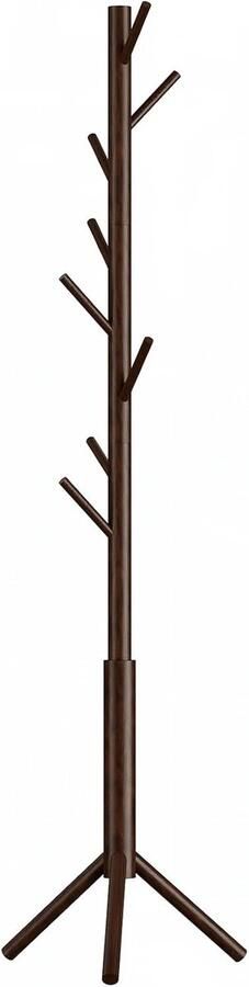 Vrijstaande Houten Kapstok met 8 Haken Verstelbare Hal Hoogte voor Kleding Hoeden en Tassen