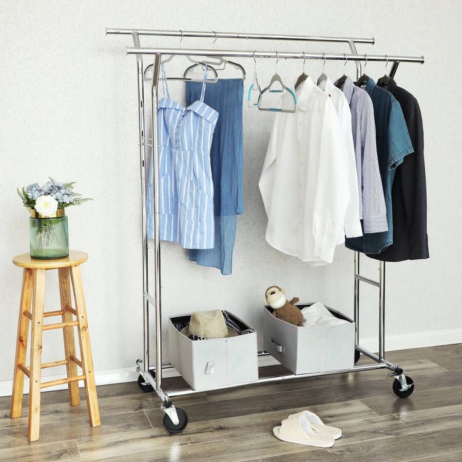 Kledingrek Vrijstaande hanger Clothes rack Freestanding hanger 129-169 cm