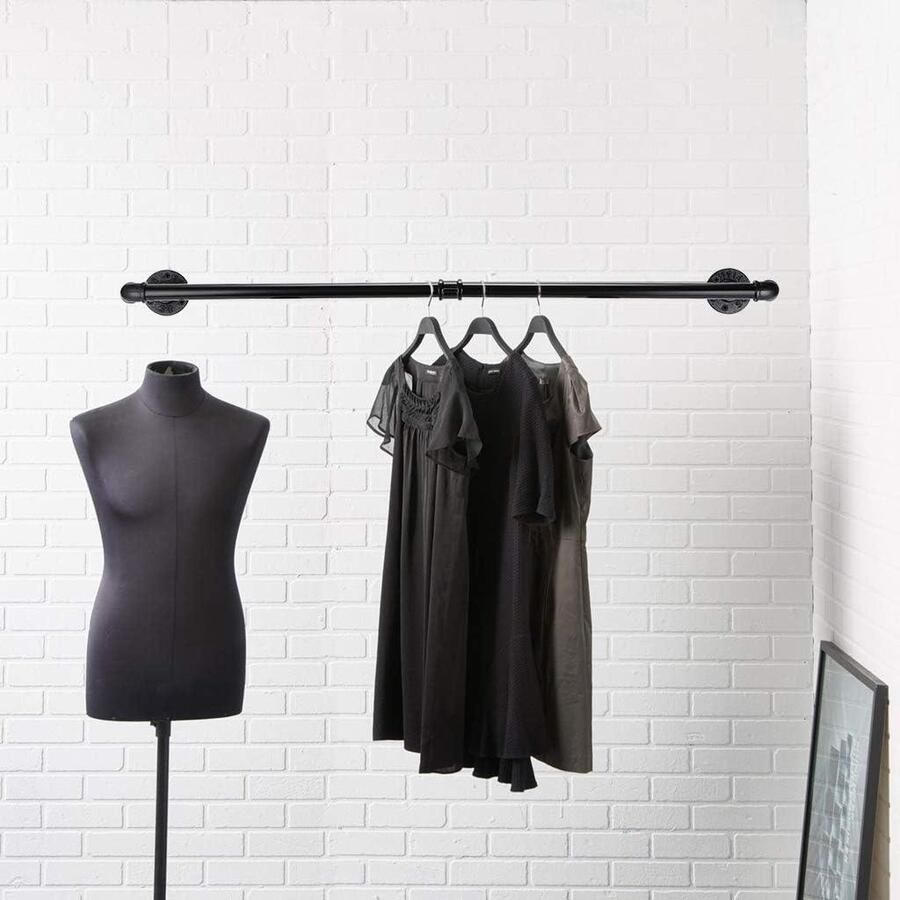 Kledingrek Wandgemonteerde Industriële Pijp Kledingrek Rail Rustieke Kledingstuk Opslag Winkel Wonen Garderobe
