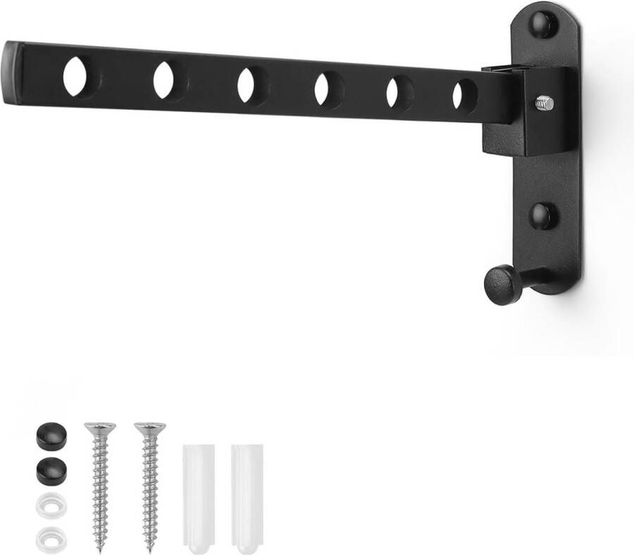 Kledingrek Wandmontage 90° Kledinghaak Opvouwbare kledinghaken Zwarte kleerhanger voor binnen Ruimtebesparend Balkon Garderobe Badkamer Hotel