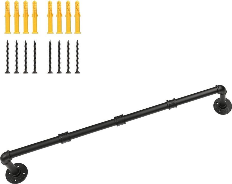 Kledingrek Industriële pijp wandmontage 94 cm afneembare ijzeren kledingstang zware metalen hangstang voor winkelweergave kastopslag en wasorganisatie