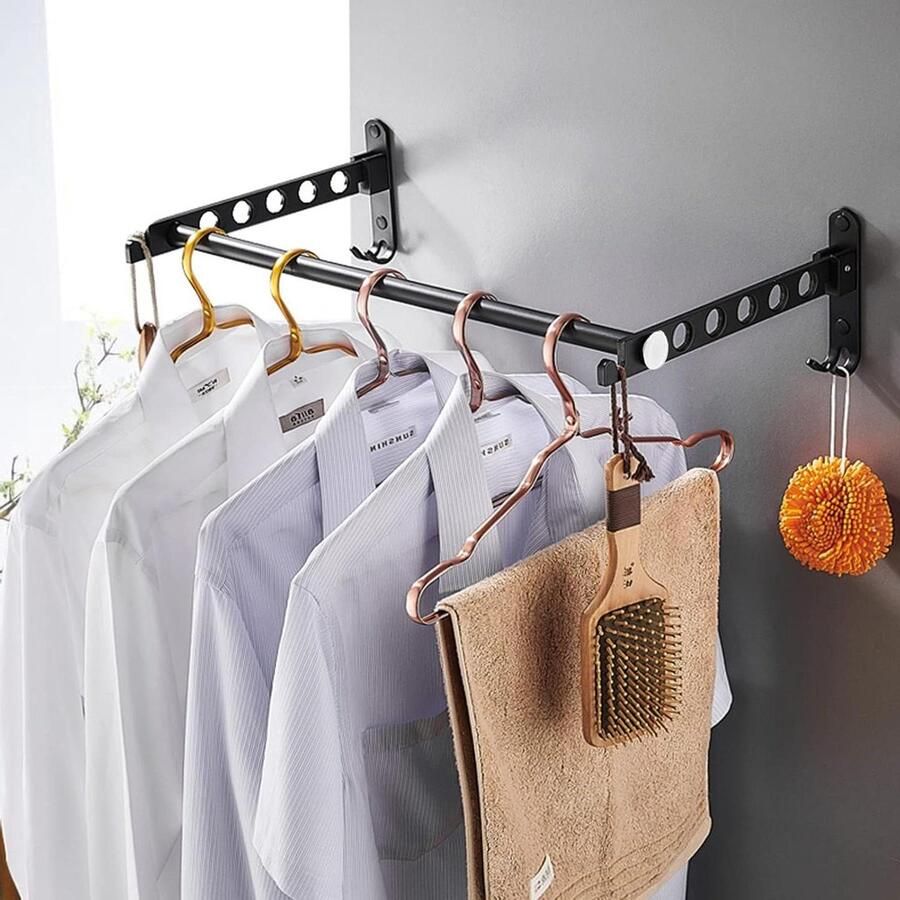 Kledingrek Wandmontage Droogrek voor kleding Opvouwbare kleerhanger Airer Balkon Droogrek Ruimtebesparend Roterend Handdoekrek Badkamerrek