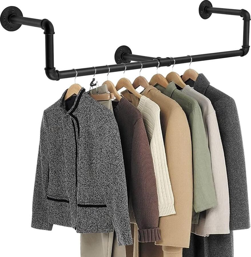 Kledingrek Wandmontage Industriële pijp 100 cm Kleding IJzeren kledingstang Retail display Kastopslag Wasorganisatie
