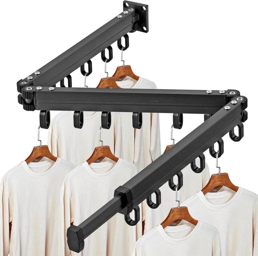 Kledingrek Wandmontage Intrekbaar Droogrek Sterk Dragend voor Balkon Kledingrek Inklapbaar Droogrek Installeren Kledingrek voor Wasserij Kledingrek Vouwen Kledingrek Wasserij Droogrek voor Balkon