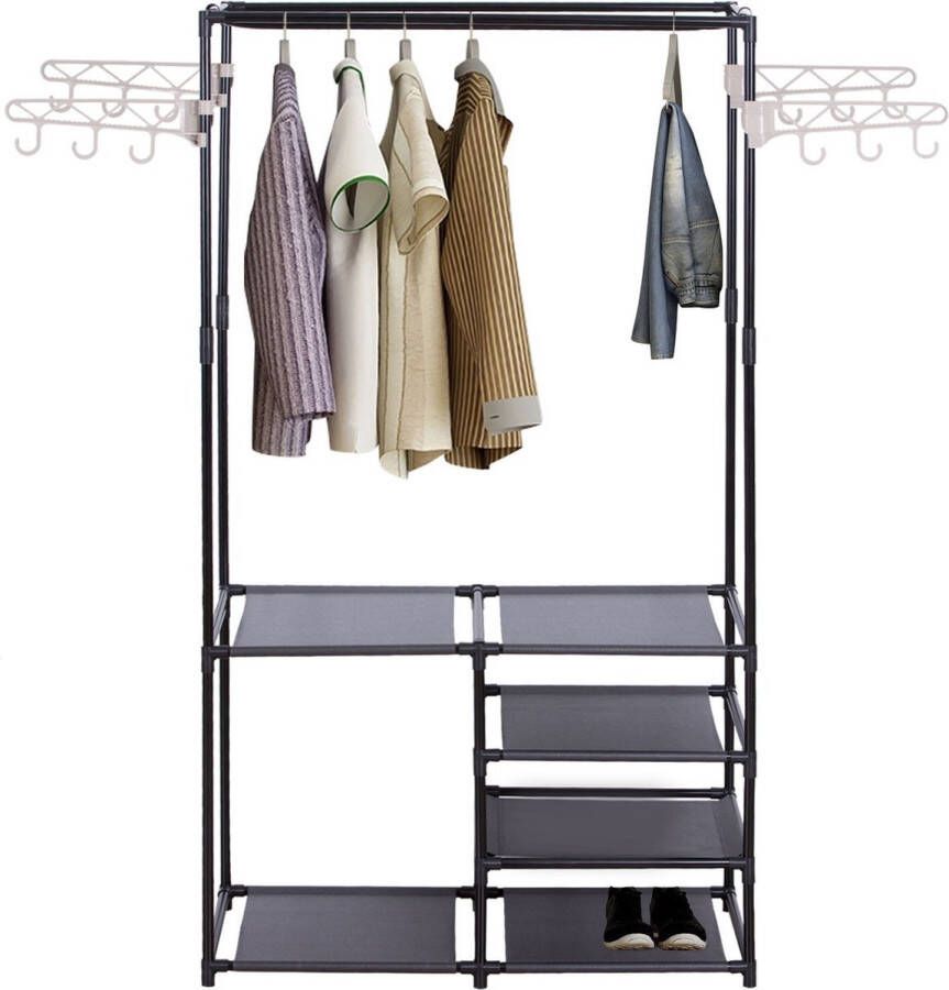 Kledingrek Zwart Kledingrek Vloerstaande Kleding Opknoping Opslag Plank Kasten Kast Kleding Houder Organizer Slaapkamer Meubilair