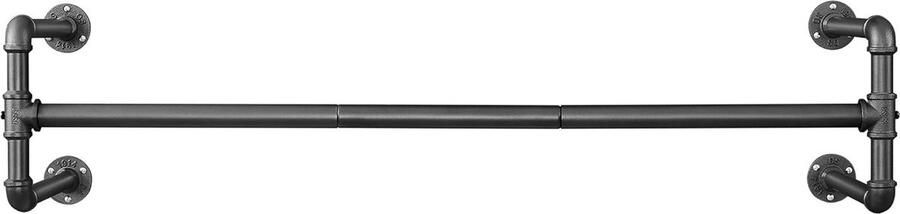 Furnibella SONGMICS Kledingroede voor aan de wand kapstok in industrieel design wandmontage ruimtebesparend 110 x 30 x 29 3 cm belastbaar tot 60 kg eenvoudige montage voor kleine ruimtes zwart HSR64BK