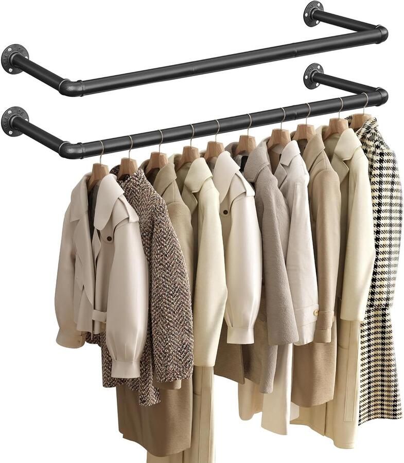 Kledingroedes industrieel design set van 2 zwart metaal