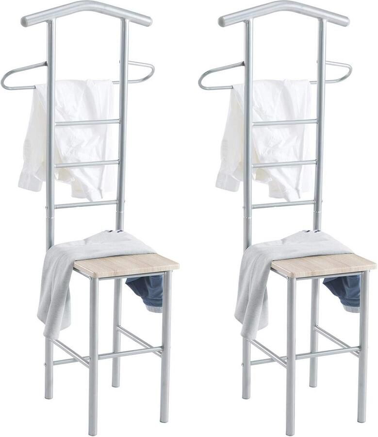 Kledingstandaard set van 2 Metaalgrijs en MDF Sonoma eiken