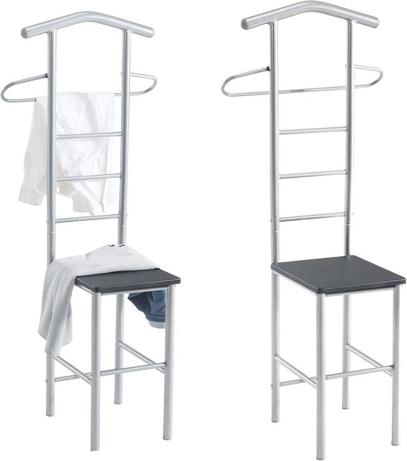 Kledingstandaard voor heren set van 2 Garderobestandaard in metaal en MDF zwart