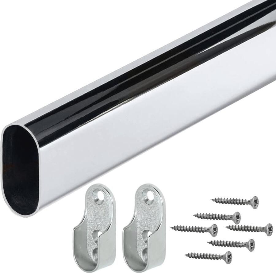 Kledingstang 100 cm Wandmontage Staal voor Kledingkasten en Gordijnen