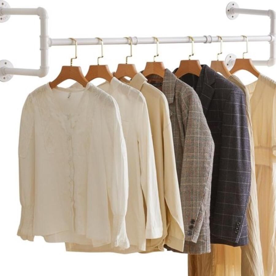 Kledingstang Garderobestangen Industrieel design Wandmontage Afneembare kledingstandaard Ruimtebesparend Tot 60 kg belastbaar