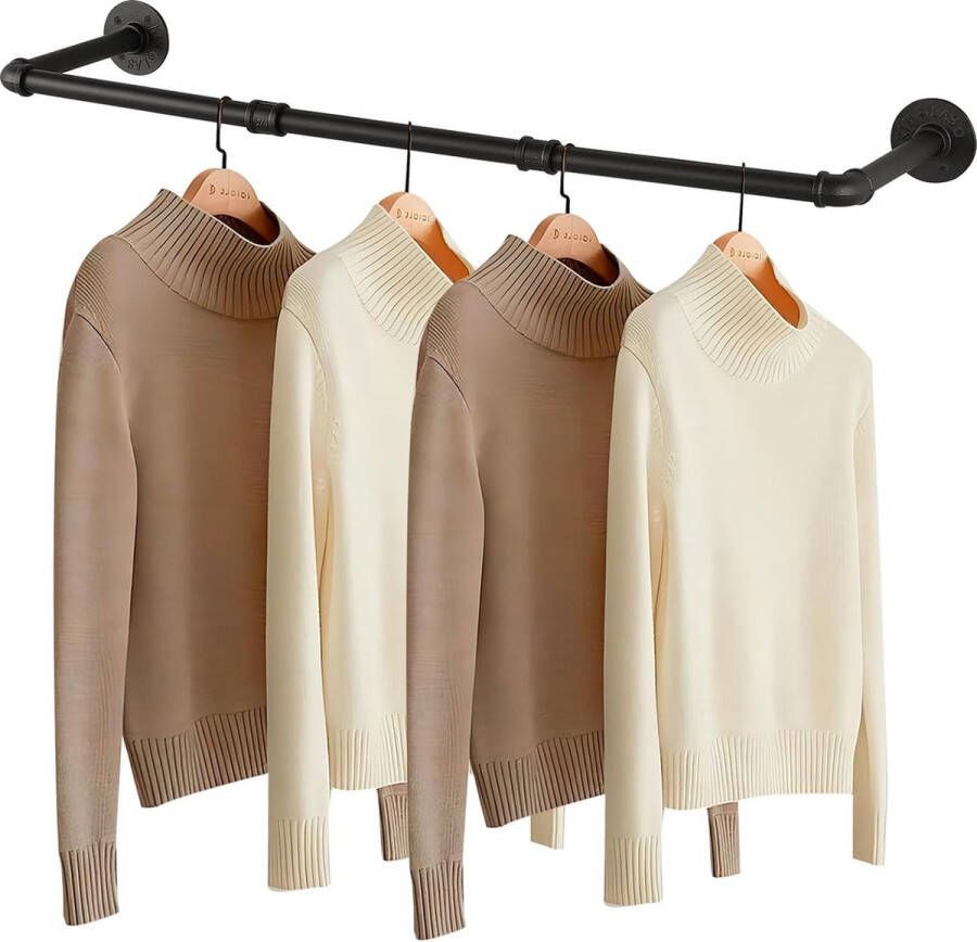 Kledingstang industrieel 100 cm kledingrek wandmontage ruimtebesparende kledingstang voor aan de muur wandrek keukenrek eenvoudige montage voor kleine kamers