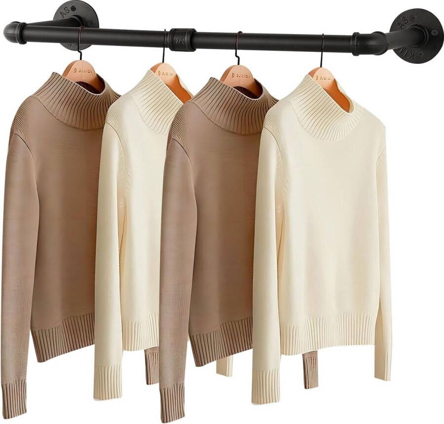 Kledingstang industrieel 60 cm kledingrek wandmontage ruimtebesparende kledingstang voor aan de muur wandrek keukenrek eenvoudige montage voor kleine kamers