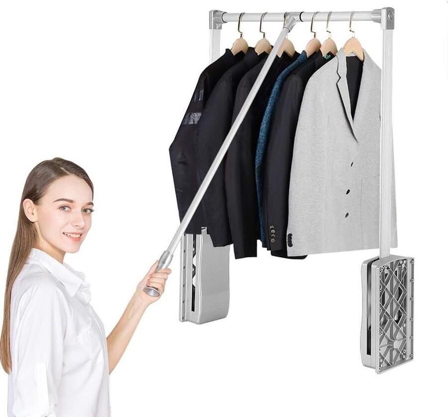 Kledingroede voor het naar beneden trekken met zachte retour en telescopische kleerkast verstelbare kleerhanger (830-1150 mm)