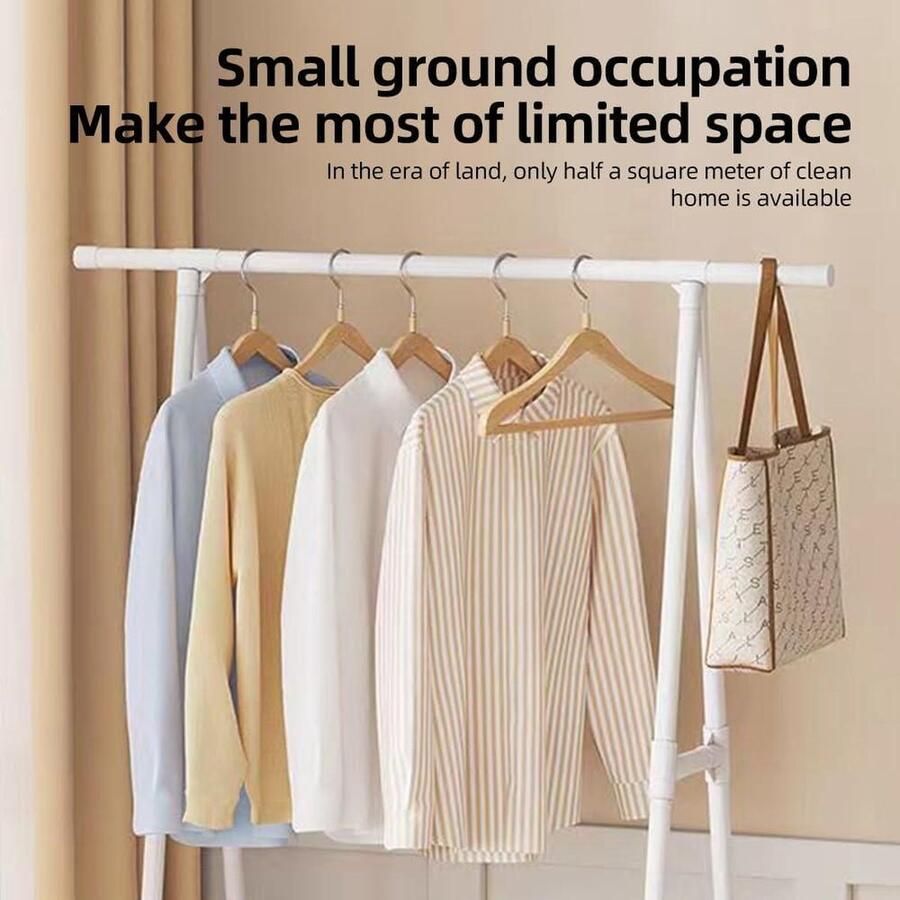 Kledingrek op wieltjes Kapstok met stang en opbergvakken Wit Slaapkamer Garderobe Waskeuken