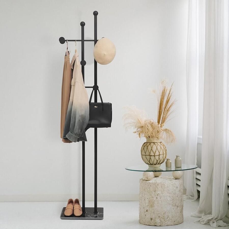 Kledingstang stabiel metaal garderobestandaard moderne kledingstandaard voor kleding gardarbovenkant vrijstaande kapstok voor entree woonkamer slaapkamer (zwart) - Foto 2