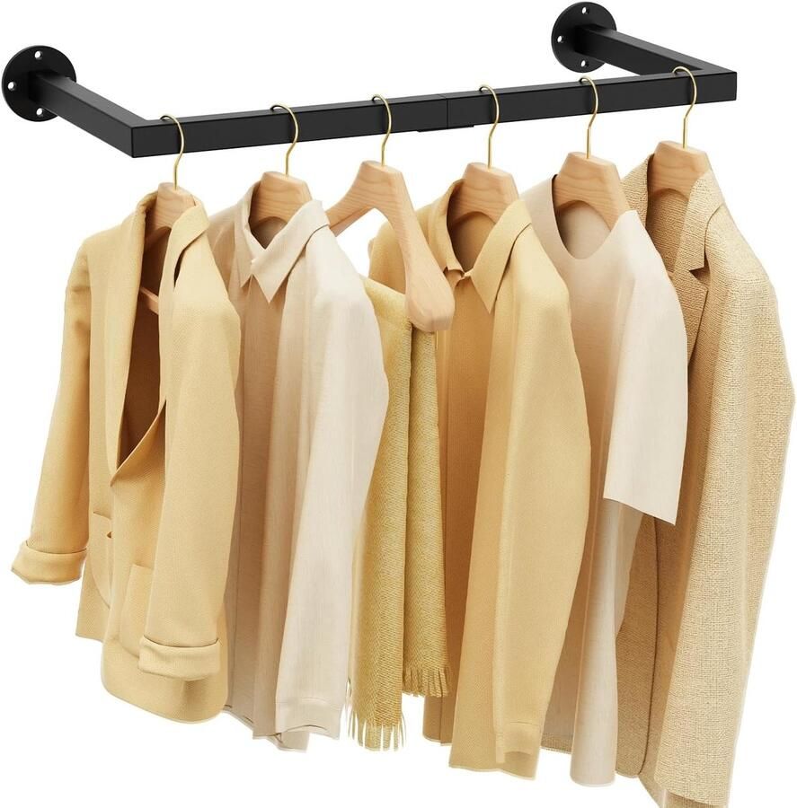 Kledingstang voor aan de muur Ruimtebesparend 1 stuk Zwart 64 cm