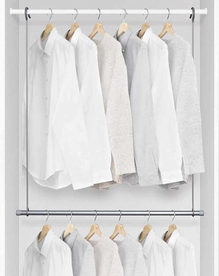 Kledingstang voor extra opbergruimte 100% meer ruimte in kledingkast