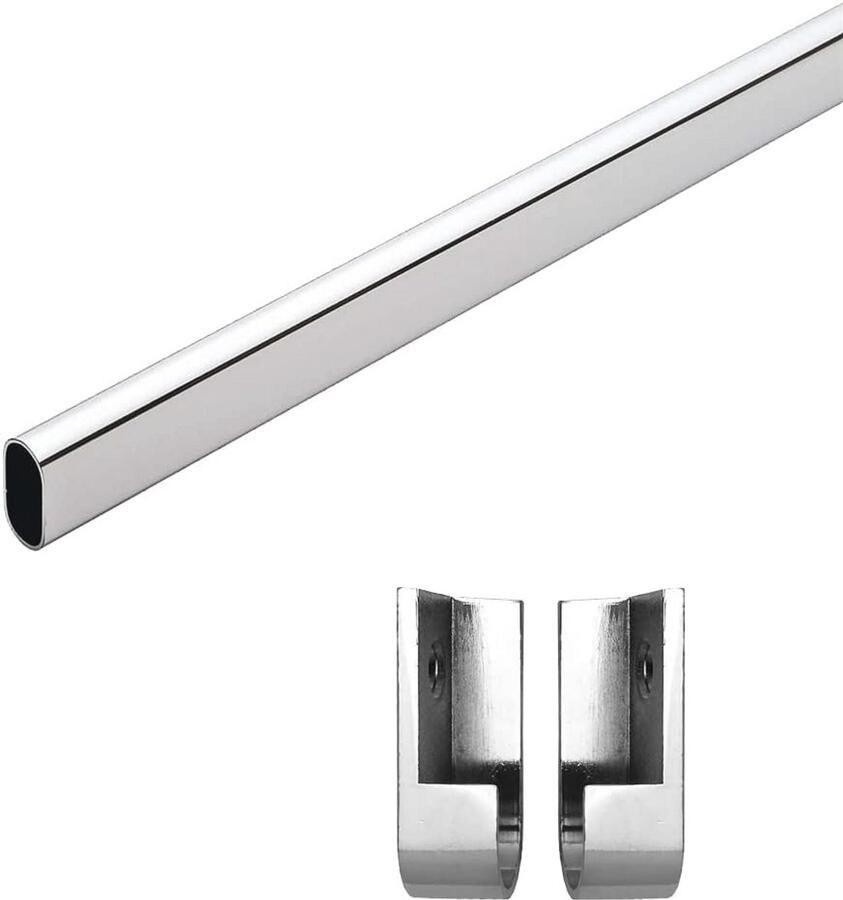 Kledingstang voor Kast of Wandmontage Ovale Metalen Kastbuis in Maten