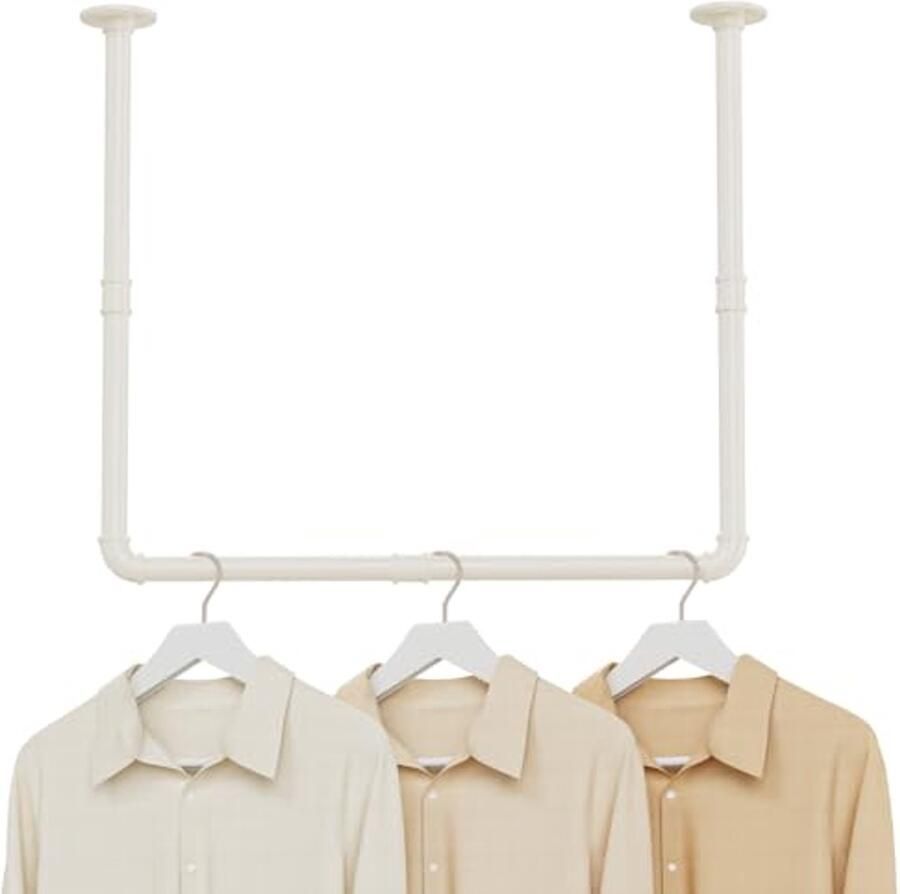 Kledingstang voor Wandmontage en Plafondmontage Industrieel Design 120 cm Eenvoudig te Installeren