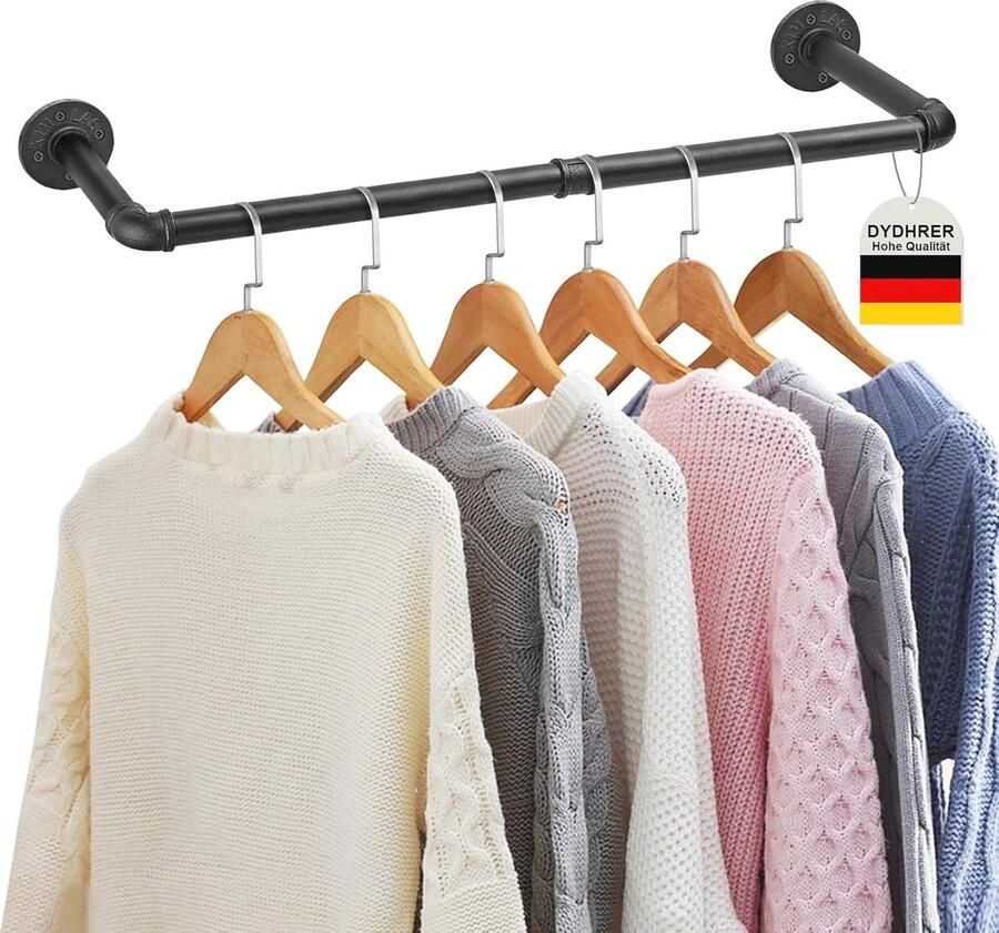 Kledingstang voor Wandmontage Industrieel Design en 70 kg Draagvermogen