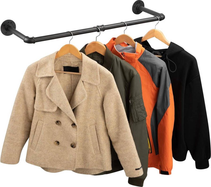 Kledingstang voor wandmontage industriële buis-kledingrek 83 cm duurzame kledingstandaard multifunctionele hangstang voor het opbergen van kasten