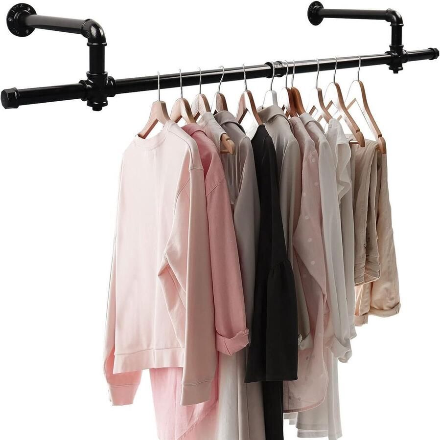 Kledingstang wandgarderobe – stevig kledingrek voor aan de muur 50 kg draagvermogen ideaal voor slaapkamer & hal