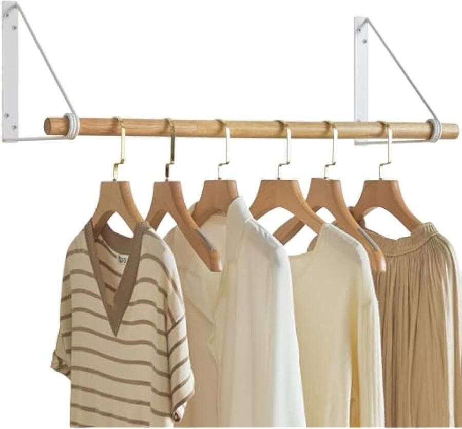 Kledingstang wandmontage kledingrek hal meubels in industriële stijl moderne garderobestang voor slaapkamer badkamer balkon binnen en buiten TYJ005W