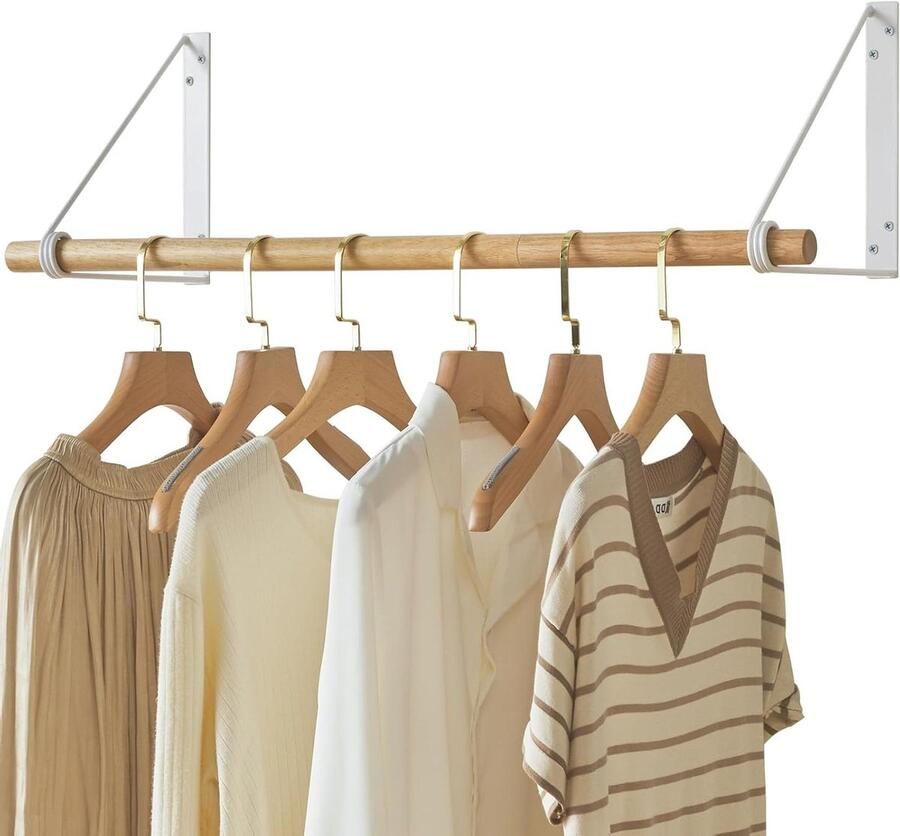Kledingstang wandmontage met industriële stijl Modern kledingrek voor hal en slaapkamer Garderobestang voor binnen en buiten met balkon TYJ005W Wit