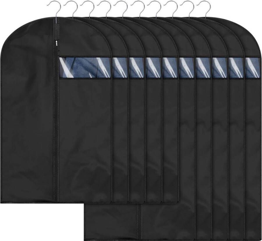 Kledingzakken 10 stuks zwart (5 m 60 x 100 cm + 5 l 60 x 120 cm) kledinghoes kostuumhuls langdurig bewaren van pak jas kleding bescherming tegen stof motten schade