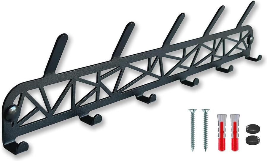 Kleerhaken voor aan de muur Stijlvolle wandkapstok van metaal in zwart voor jassen en kleding Ruimtebesparend en veelzijdig