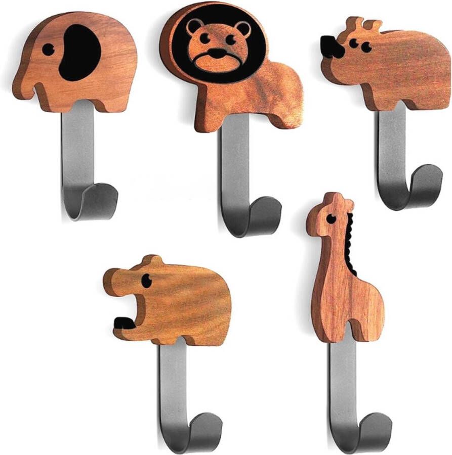 Kleerhaken voor kinderen 5 stuks kinderhaken voor garderobe wandhaken voor kinderen zelfklevend garderobehaken voor kinderen wandhaken van hout zonder boren garderobes kinderkamer