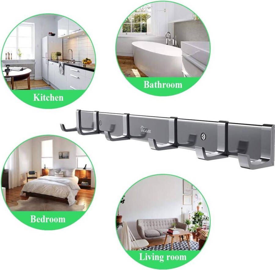 Kleerhanger Kledingrek 6 Actieve Haken Zware Aluminiumlegering