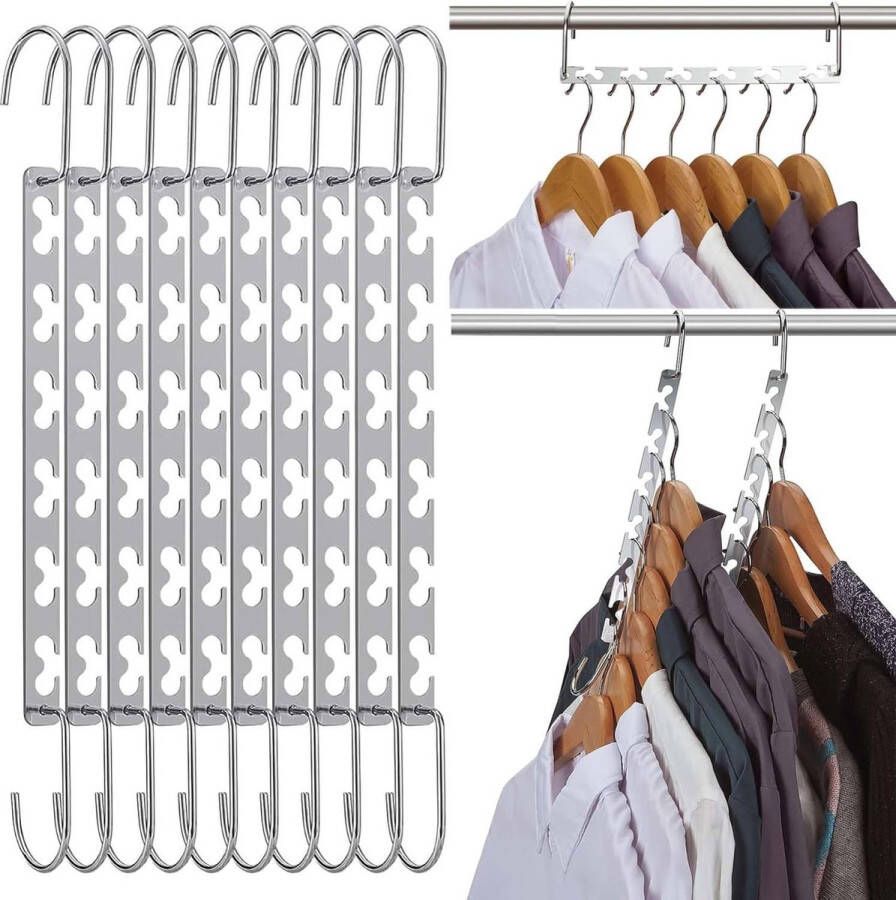 Kleerhangers ruimtebesparend metaal beugel antislip kledingkast broekhanger hangers voor jurken broeken jeans blouses pak en rokken (10 stuks)