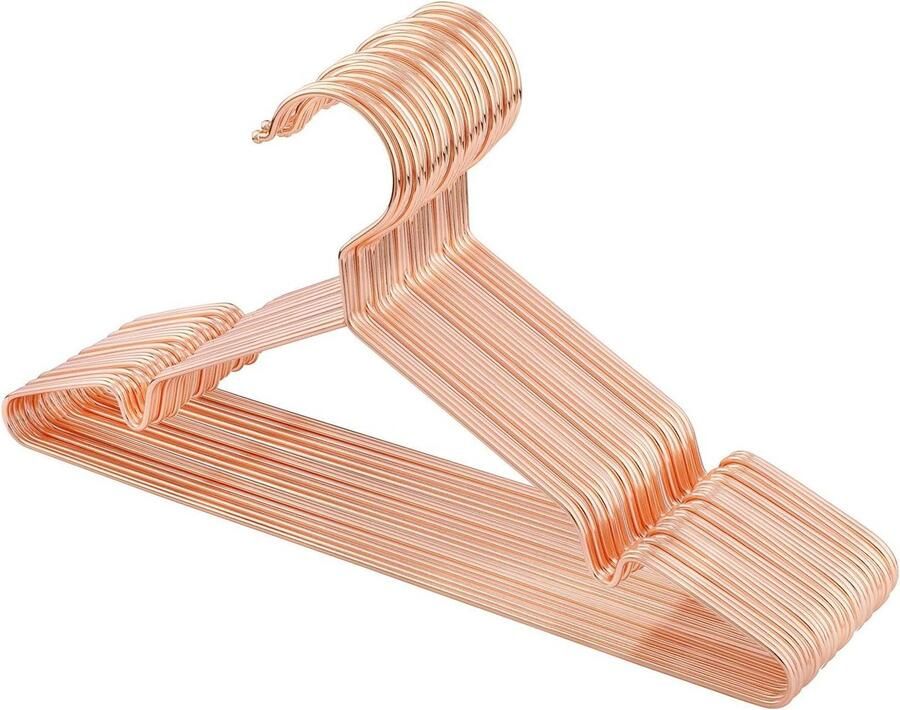Kleerhangers voor kinderen roségoud metaal 35 cm stabiele beugel van metaaldraad voor babykleding kledingkast ruimtebesparend met inkeping eraf 20 stuks Songmics CRI45R-20
