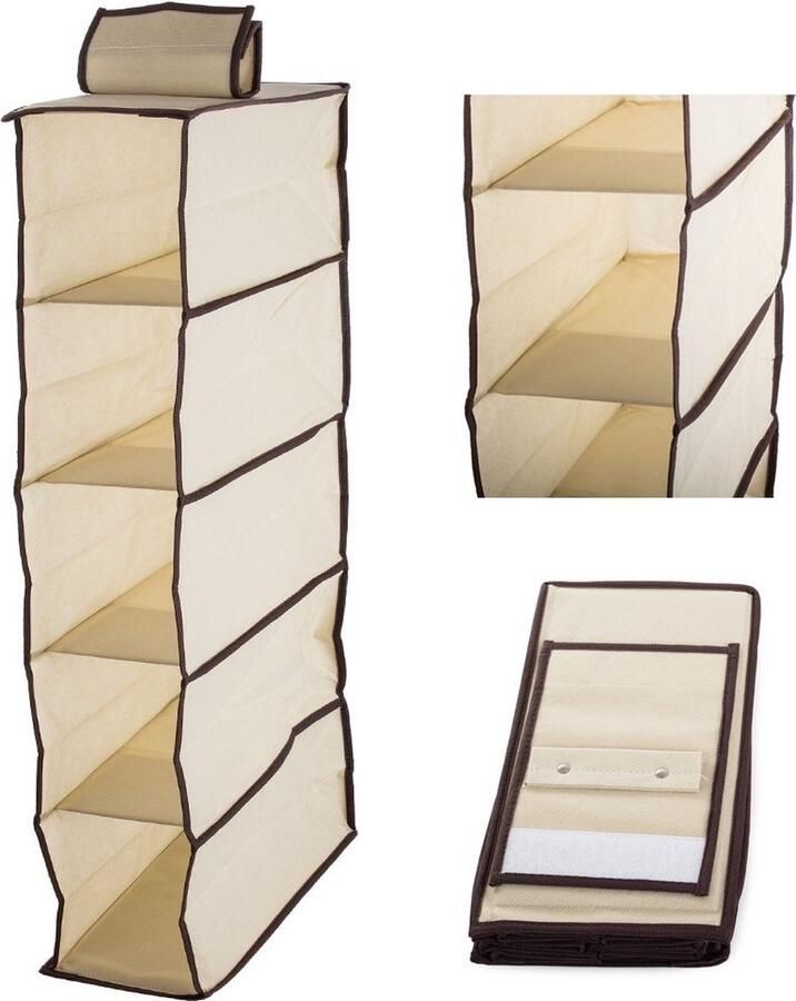 VERK GROUP Kleerkast organizer 5 planken 30x15x70cm Beige