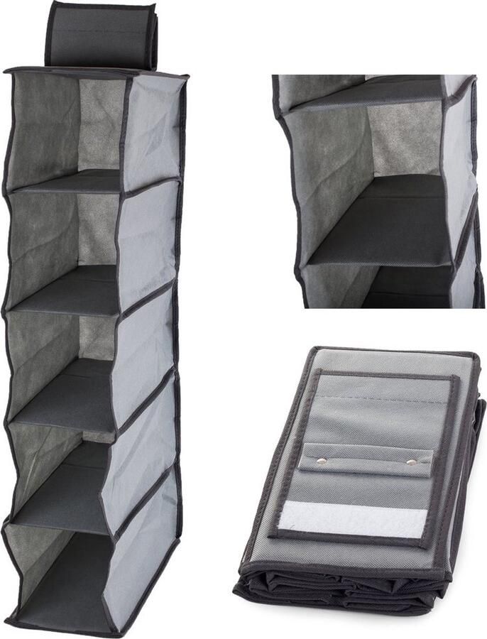 VERK GROUP Kleerkast organizer 5 planken 30x15x70cm Grijs