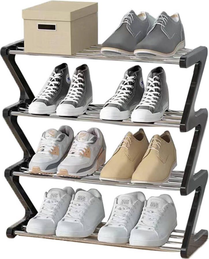 Klein 4 verdiepingen klein schoenenrek mini-schoenenrek organizer stabiel smal schoenenrek opbergorganizer voor kastingang hal snelle montage 45 x 19 x 51cm