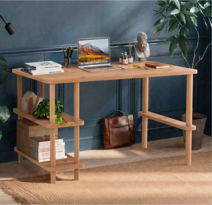 Klein Bureau Extra Opbergruimte Dennenhout 120x74x70 cm