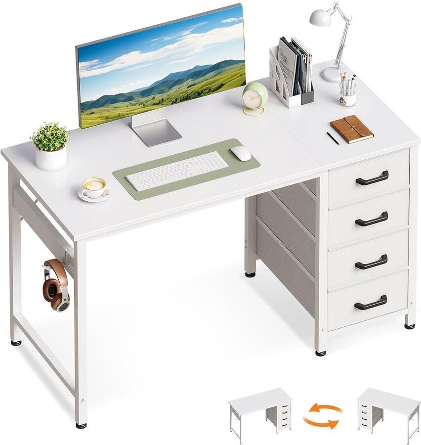 Klein bureau met 4 laden voor thuiskantoor 100 x 48 x 75 7 cm