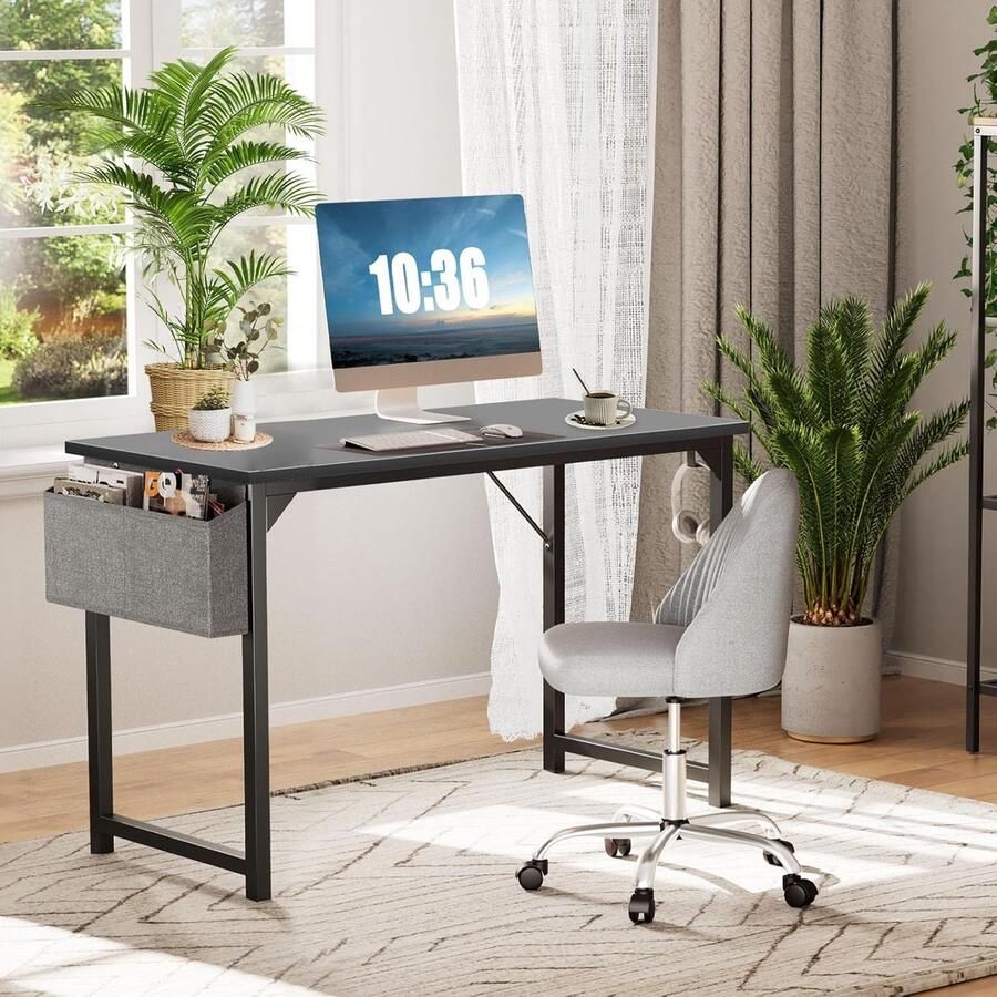 Klein bureau voor thuis multifunctionele bureautafel zwart hout 80 x 50 x 75 6 cm